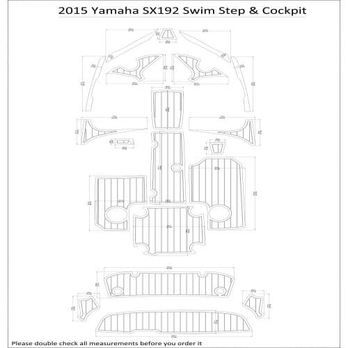 2015 Yamaha SX192 Swim Step & Cockpit Pad Boat EVA Teak Decking 1/4" 6mm