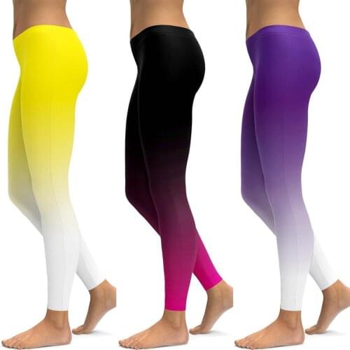 2019 Ombre Yoga Pants Women Fitness Leggings Workout Sports Running Leggings Sexy Push Up Gym Wear Elastic Slim Pants