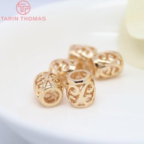 6PCS 9.6x8.6MM 24K Champagne Gold Color Plated Brass Oval Spacer Beads Bracelet Beads High Quality Diy Jewelry Accessories