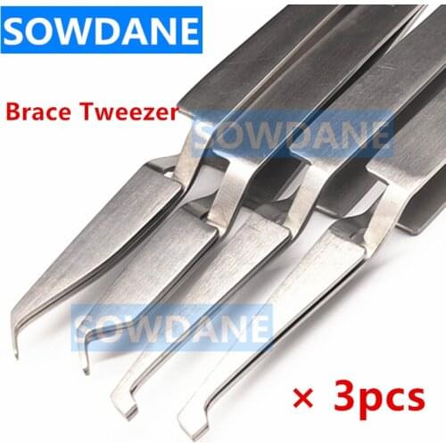 3 pcs Denta Orthodontic Bracket Buccal Tube Bonding Tweezer Holder Placer Instrument Dentist Tool