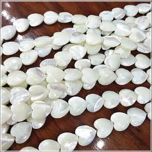 38CM Length Natural Shell Beads White Color Saltwater Mother Of Pearl Heart Shape 6MM 8MM10MM 12MM 15MM 20MM For Lovely Bracelet