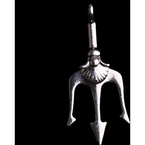 4pcs Silver Plated 3D Cold Weapon Trident Metal Pendant DIY Charm Punk Necklace Earrings Jewelry Crafts Making 51*23mm M562