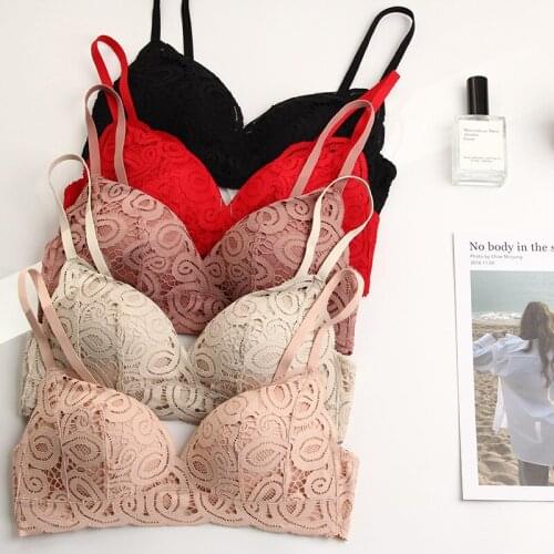 5 Colors Seamless Comfortable Full Lace Sleepwear Bra Sets Sexy Women Underwear Wire Free Push Up Lingerie Suits Intimates