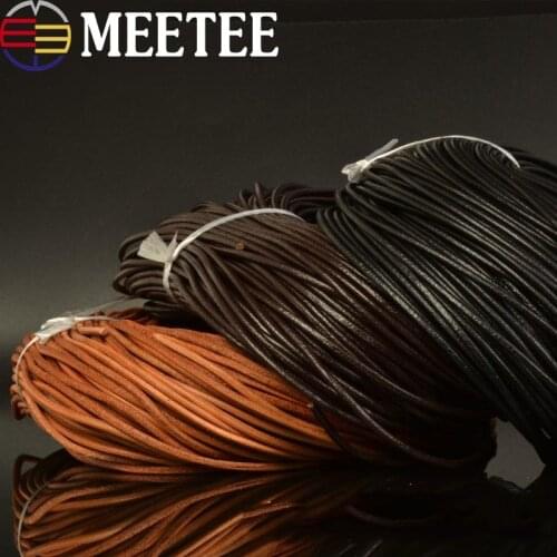 5Meters 3mm 4mm 5mm Natural Round Leather Rope Cords Bracelet Findings Necklace Making Braided String Craft Ropes DIY CD106