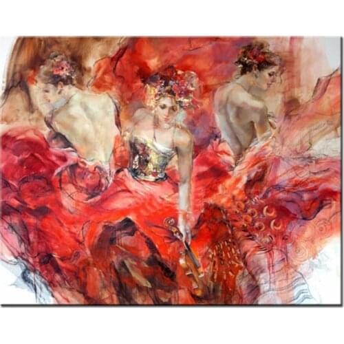 5D Diamond Painting Diamond Mosaic Fashion Girl Dance Red Skirt Violin DIY Full Drill Square Diamond Embroidery Cross Stitch Kit