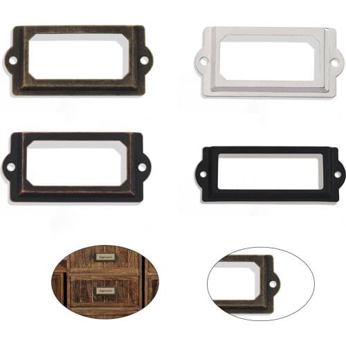 8Pcs Drawer Name Card Label Holder Frames Label Pull Frame Name Card Holder Cabinet Drawer Box Case Knob For Furniture Hardware