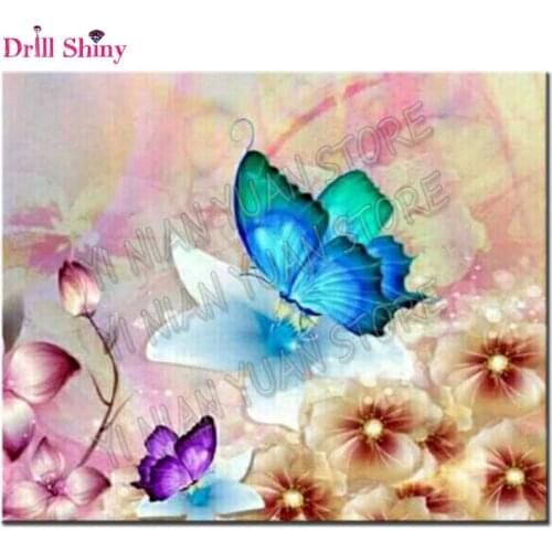 NEW 5D DIY Diamond Painting Crystal Needlework Mosaic Full Square 3D Diamond Embroidery flower butterfly cross stitch wall arts