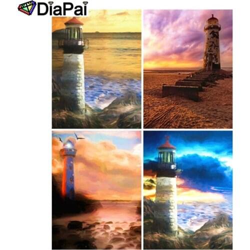 DIAPAI Diamond Painting 5D DIY 100% Full Square/Round Drill "Tower sunset scenery" 3D Embroidery Cross Stitch Home Decor
