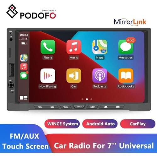 Podofo 7'' Car Radio MP5 Play Car Streo Apple Carplay Radio Android Auto Streo Multimedia Player FM For Toyota Nissan 2din Radio