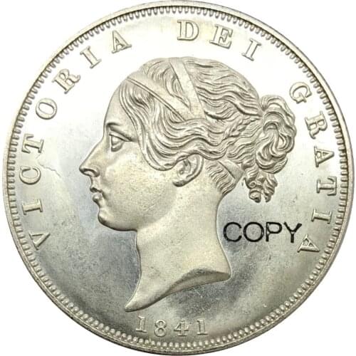 Great Britain 1/2 Crown Victoria young head 1841 Cupronickel Plated Silver Copy Coin