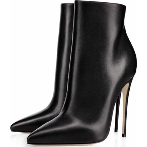 8/10CM High Heel Shoes Women Leather Ankle Boots Woman Winter Boot Ladies Snow Thin Heels Shoe