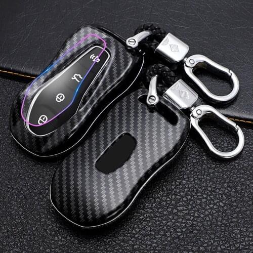 Carbon Fiber ABS Car Key Case Cover Key chain Protector For Geely 19 Emgrand GL GS Remote Fob Shell Protector Cover Auto