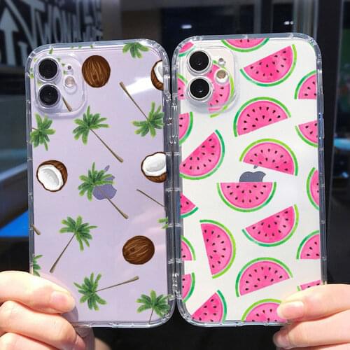 Summer Fruits crab Watermelon Cactus Alpaca Phone Case For iPhone 12 Pro 11PRO MAX 6s 7 8 Plus XS XR XS MAX TPU Transparent Case