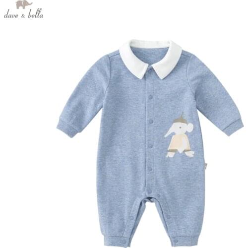DBX18467 dave bella autumn new born baby boys fashion cartoon print jumpsuits infant toddler clothes children romper 1 piece