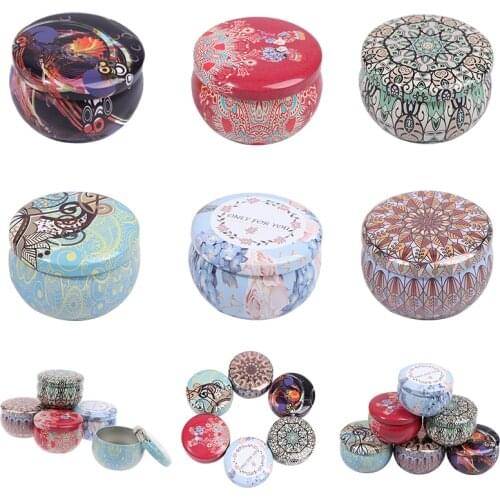 DIY Candle Tin Jars Holder European Vintage Flower Printed Storage Case For Dry Spices Camping Sweets Jewelry Gifts Storage Pot