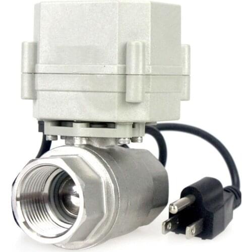 DN15 DN20 DN25 110V/220V Motorized Stainless Steel Ball Valve CR05 with US Plug Normally Closed 2 Way 1/2"-1" Available
