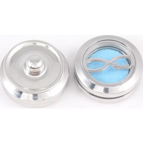 Perfume Locket 20mm Infinity Love Stainless Steel Aromatherapy Locket Essential Oil Diffuser Locket Snap Button Jewelry