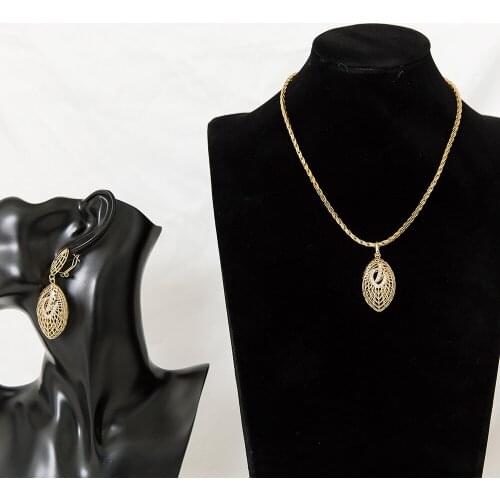 Elegant Necklace And Earrings Wedding Set For Woman Gold Color Valentines Day Gift