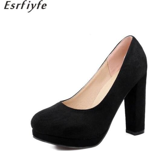 ESRFIYFE 2021 New Spring Women Sexy Platfrom High Heels Round Toe Party Club Pumps Large Size Custom Shoes Shallow Shoes Woman