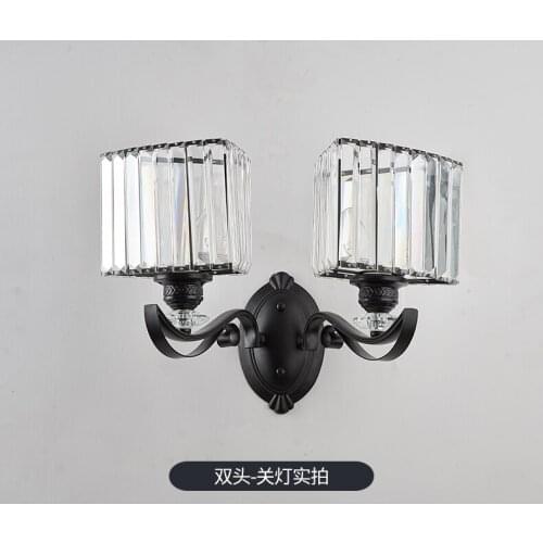 Crystal wall lamp bedroom bedside lamp living room same style staircase hotel model room light luxury American lamp