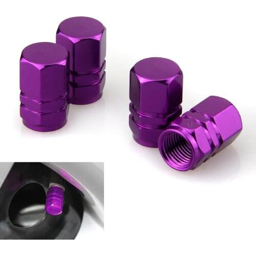 JX-LCLYL 4pcs Universal Aluminum Car Wheel Tire Tyre Valve Air Stem Cap Cover Purple