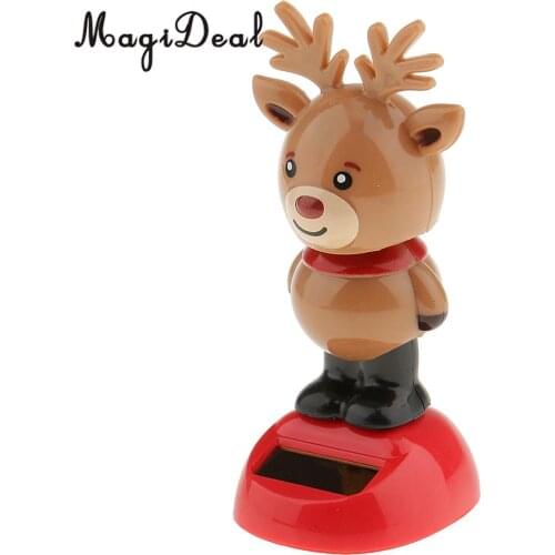 MagiDeal Brown Solar Powered Bobbling Dancing Reindeer Figure Toy Car Home Desk Decoration Gift