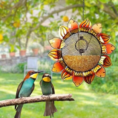 Wild Bird Feeders Metal Sunflower Outdoor Bird Breeders Can Hang In Patio Hang Rope Feeding House Type Bird Feeder Decor 2021