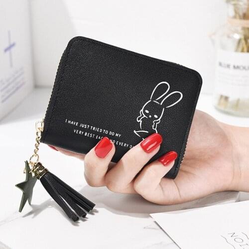 New Women Small Wallets Fashion Ladies Leather Tassel Pendant Purse Short Coin Bag Simple For Womens Clutch Card Holder Wallet