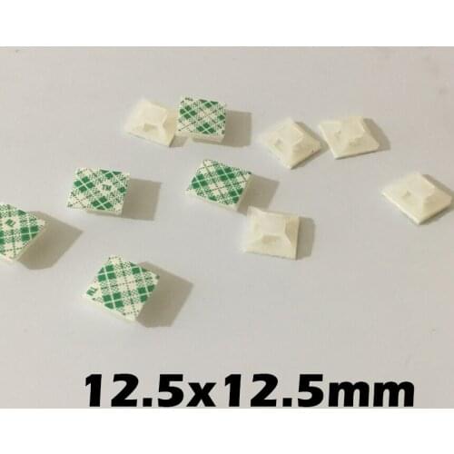 100pcs 12.5x12.5mm 12.5*12.5 White Black Nylong Square Plastic 3M Self Adhesive Wire Zip Fixed Seat Holder Cable Tie Mount Base