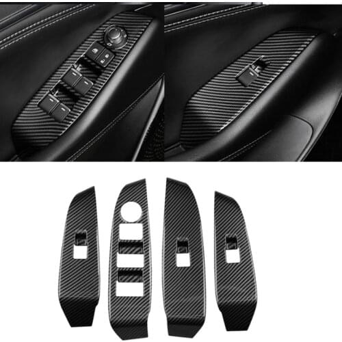 LHD!! For Mazda 6 M6 Atenza 2019 2020 Carbon Style Window Switch Button Frame Decoration Cover Trim Car Styling