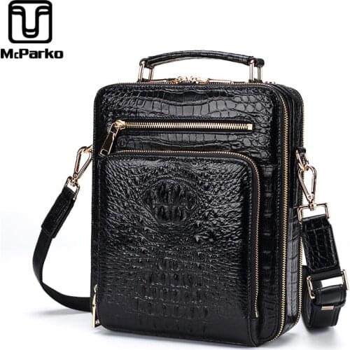 McParko Genuine Crocodile Leather Shoulder Bag Men Business Crossbody Bags for Men Messenger Bag Luxury Elegant Design Male Gift