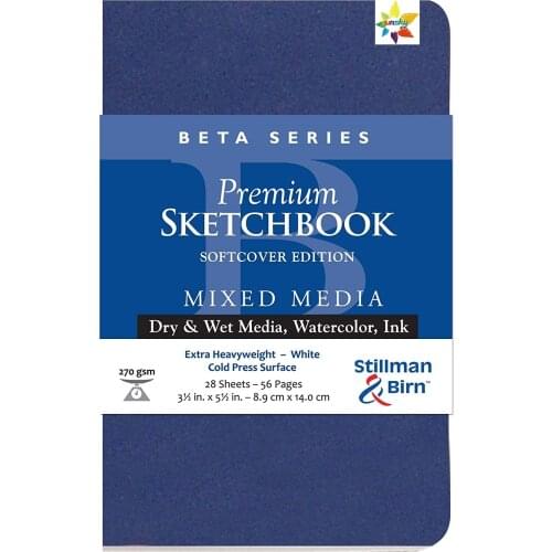 Stillman & Birn Beta Series Softcover Sketchbook, 3.5" x 5.5", 270 GSM (Extra Heavyweight), White Paper, Cold Press Surface