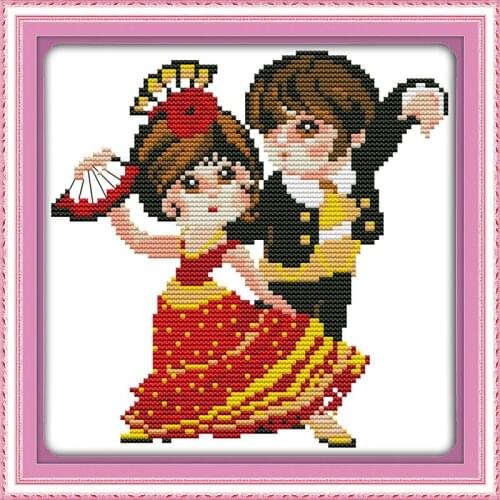 Everlasting Love Indian Dance Chinese Cross Stitch Kits Ecological Cotton Stamped Printed 11 14CT DIY New Christmas Decorations
