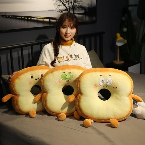 Sliced Bread Plush Pillow Toy Food Toast Soft Stuffed Doll Funny Snack Pillow Decoration Backrest Chair Cushion Kids Girl Gifts
