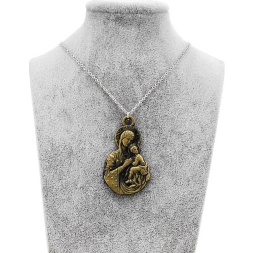 Original New Virgin Mary Necklace Women Christmas Gifts Gold The Madonna Jesus Pendant Necklaces Men Prayer Jewelry Gift