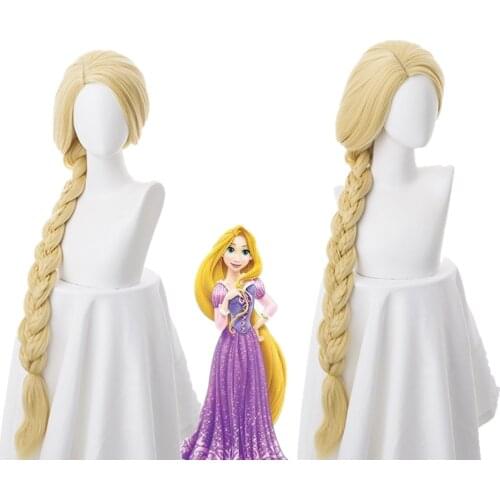 Tangled Princess Rapunzel Super Long Blonde Braid Styled Heat Resistant Hair Cosplay Costume Wig + Free Wig Cap