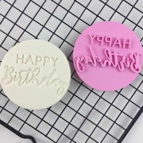 Happy birthday biscuit seal PLA3D printing of cake mold baking tools can be customized for various text patterns