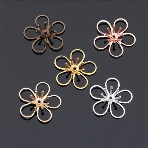 SIXTY TOWFISH 20 Pieces DIY Jewelry Accessories Size 14*5mm Copper Materials Flower Slice Charms