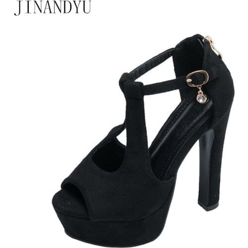 High Heels Sandals Women Platform Shoes Black Chunky Heels Summer Shoes Women Heels Sandals Peep Toe Platform Ladies Sandals
