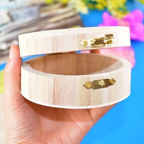 2020 Small Round Wooden Storage Box Handmade Jewelry Organizer Soap Crafts Case Vintage Decorative Natural Craft Jewelry Box