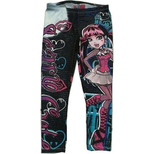Children Baby Pants Clothes Kids Girl Clothing Monster High Girls Leggings Skinny Floral Printed Pencil Pants for 6-14 Y