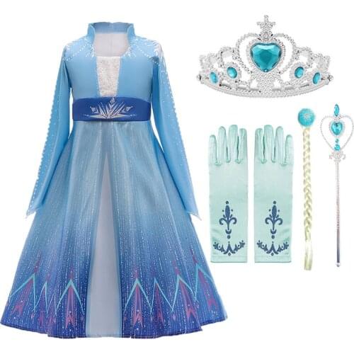 Snow Queen 2 Elegant Elsa Anna Dress For Girls Princess Cosplay Costume Children Gowns Kids Halloween Fantasia Girls Clothing 10