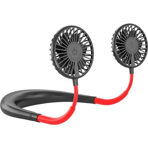 USB portable fan cold fan hands free neck fan hanging rechargeable mini sports fan 3-speed adjustable neck dual fan Home Office