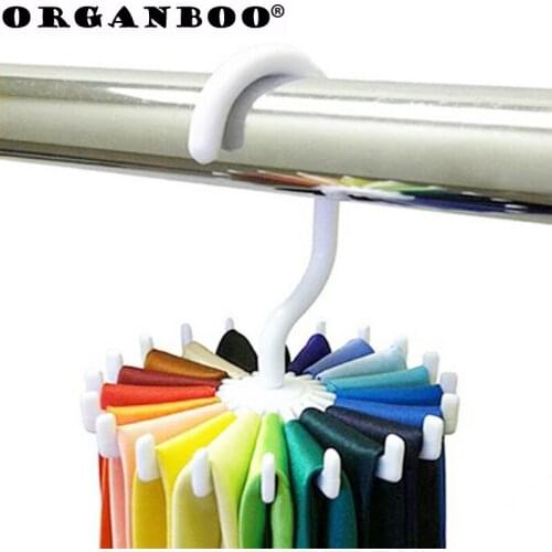 360 Degree Tie Hanger Holds 20 Neck Ties Tie Organizer White Storage Holders Rotating Tie Rack Adjustable