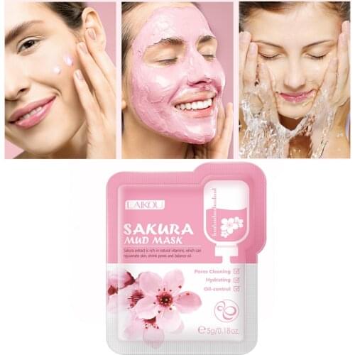 Japan Sakura Mud Face Mask Anti Wrinkle Night Facial Packs Skin Clean Dark Circle Moisturizer Anti-Aging Face Care Bagged Mask