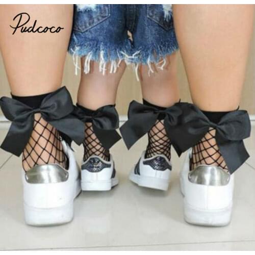 1Pair Women Baby Girls Kids Mesh Socks Bow Fishnet Ankle High Lace Fish Net Vintage Short Sock Fashion Summer 2019 Sale One Size