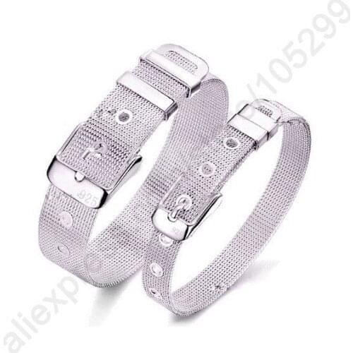 Fashionable Belt Design Pure 925 Sterling Silver Fine Jewelry Bracelet Top Quality 2 Size Options For Woman Man