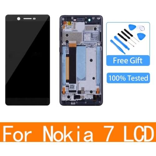 Original 5.2" Display For Nokia 7 LCD Display Touch Screen Digitizer Assembly Replacement Screen+Frame For Nokia 7 N7 LCD