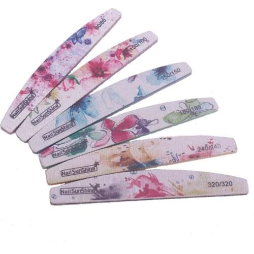 1/3/6pcs lot New Nail File Flower Printed Nail buffer Colorful Lime a ongle 80/100/150/180/240 Professional Manicure Tools