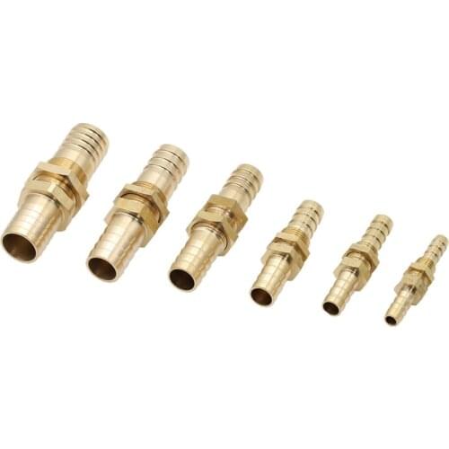 1Pc Hose Barbed Bulkhead Brass Pipe fitting Connector For 6 8 10 12 14 16mm I/D Hose water air fuel